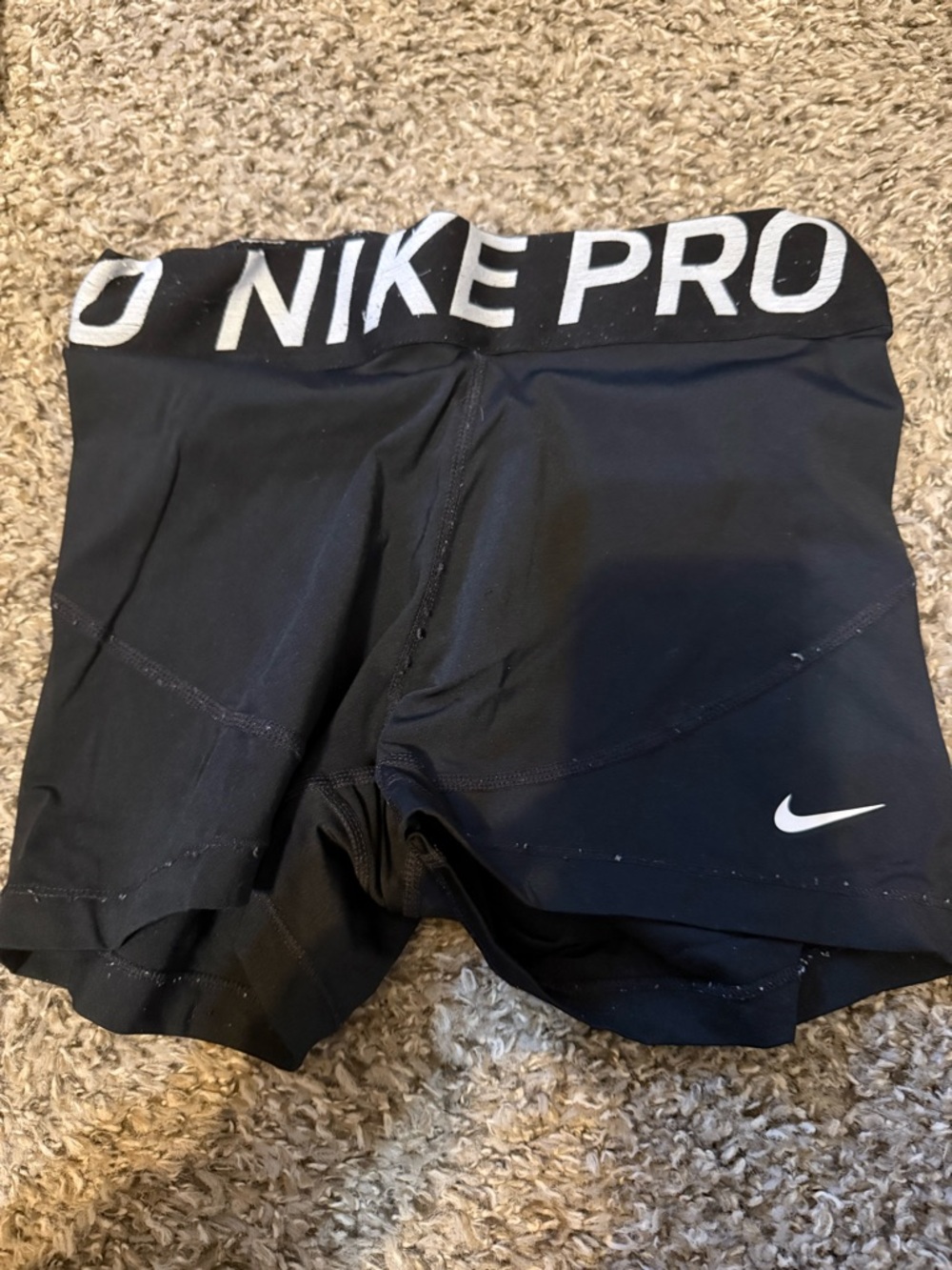 Nike Black Workout Compression Shorts with White Logo